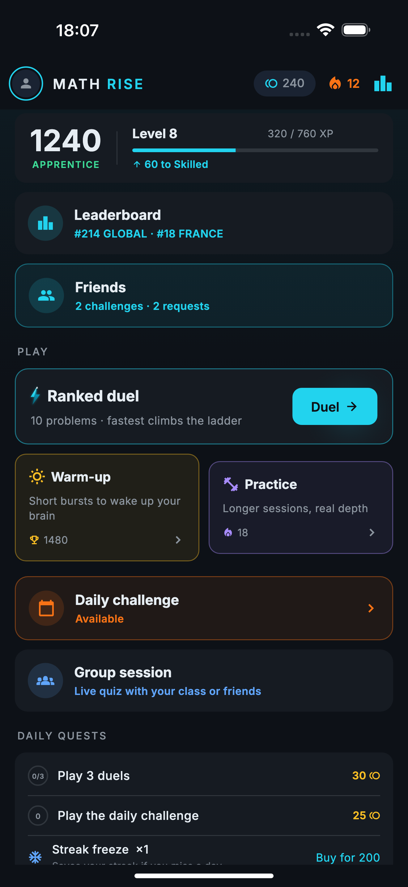 Your rating and stats